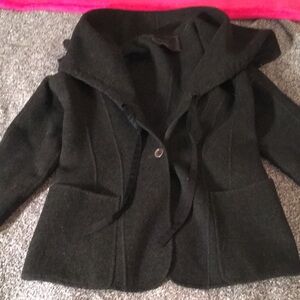 100 Percent Cashmere Black Blazer with Notched Lapel